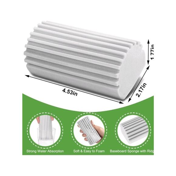 4-Pack Damp Clean Duster Sponges for Blinds, Glass, Vents & More, Gray - Picture 2 of 7